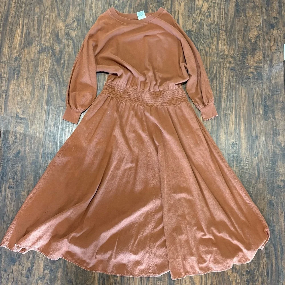 Vintage Color Me Cotton Maxi Dress – Rust Brown – Cotton – Fits Like L - Picture 3 of 11